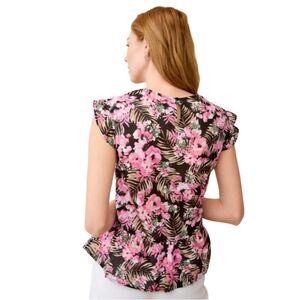 2/$5 NWT M Cotton Peplum Floral Blouse, Northern Reflections